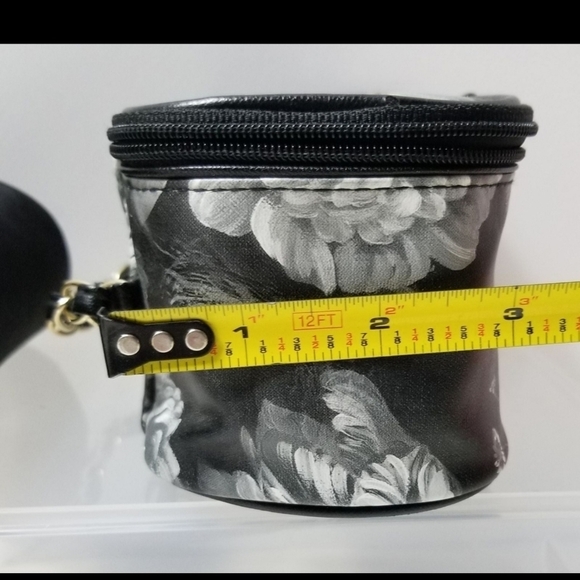 PurseN Bangle Rings Jewelry Bag w Handle,Travel Storage Floral Black Silver EUC! - Picture 7 of 10